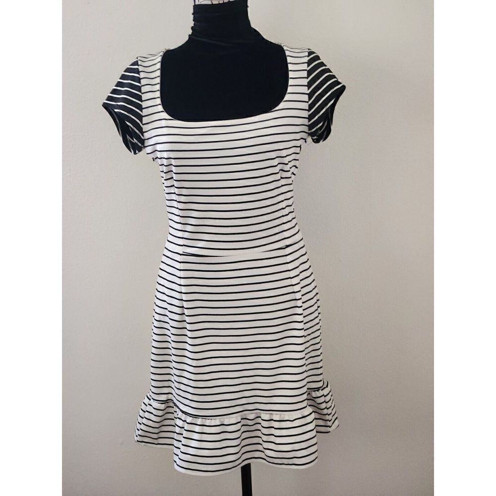 Anthropologie Maeve Striped Dress with Flounced Hem